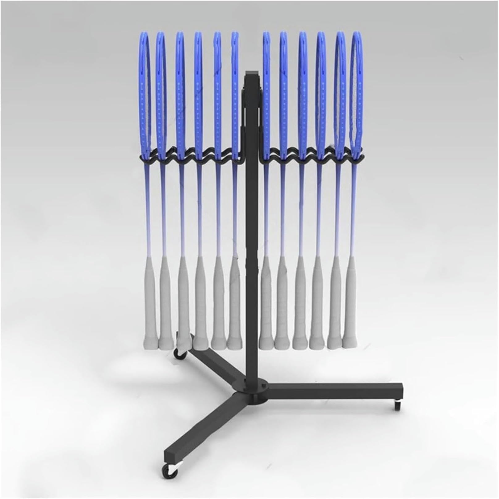 Chariot de rangement raquettes tennis acier noir pour stopper le désordre