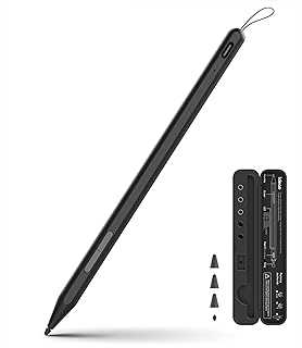 IDEAO Stylus Pen for Microsoft Surface and Touch Monitor, 4096 Pressure Sensitivity, MPP 2.0, Windows Ink, Tilt and Palm Rejection, USB Rechargeable, Including Pen Box, Spare Nib, and Pen Tip Covers