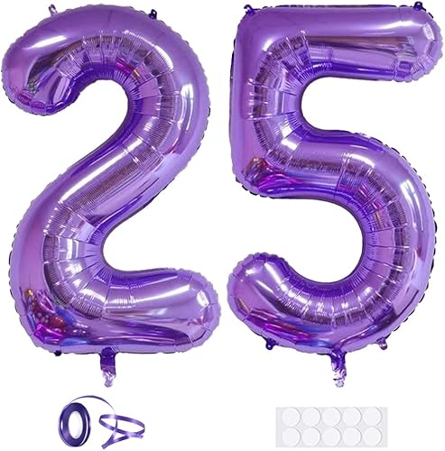 Globos digitales del número 25 de 40 pulgadas, globos del alfabeto, globos de cumpleaños del número 25, globos de helio, globos grandes para