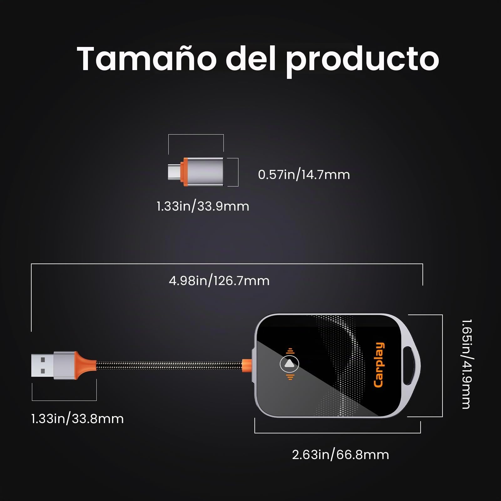 GlasFlength Adaptador Inalámbrico Carplay para iPhone, CarPlay Wireless Adapter con Puerto USB-A a USB-C Plug and Play Convierte Cableado a Inalámbrico Compatible con posteriores y con iOS 10+