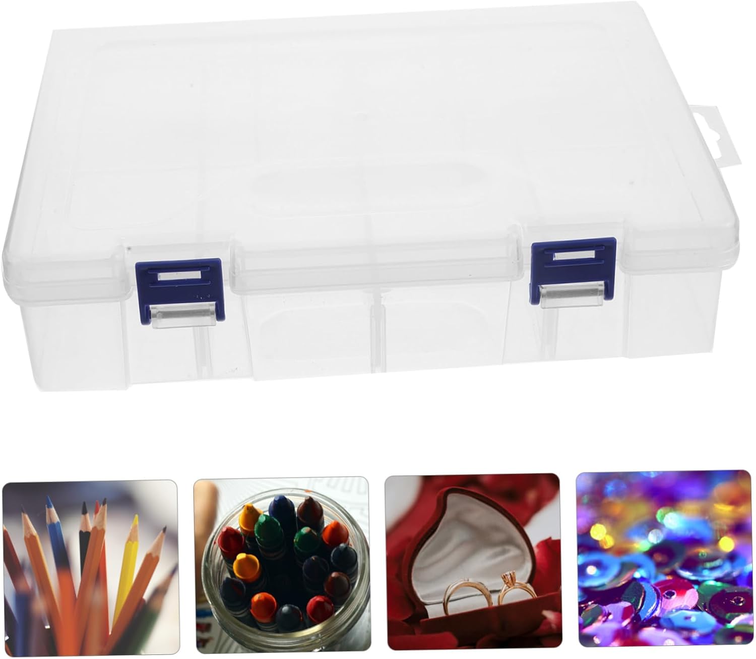 Uonlytech 2Pcs Transparent Storage Box with Dividers Multi Functional Organizer for Small Parts Jewelry Beads and Crafts for Easy Stacking and Space Saving