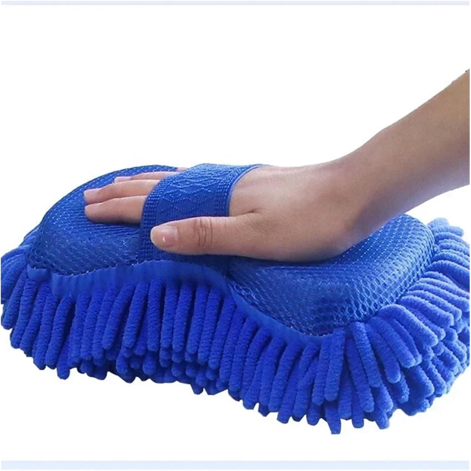 4pc Blue Fiber Car Wash Sponge Care Cleaning Brush Pad Tools Towel Gloves Styling Accessories(Blue-1pcs)