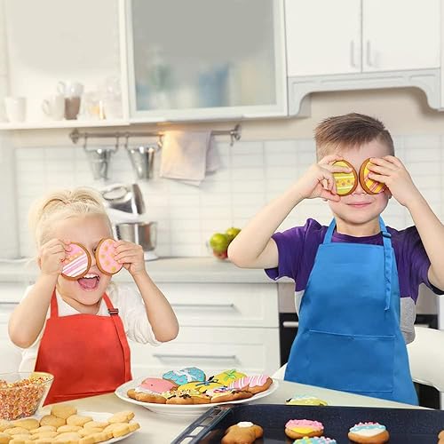 Miniatura 6 de SINLAND Delantal para niños con bolsillo, paquete de 2 delantales de chef para cocinar, hornear, pintar