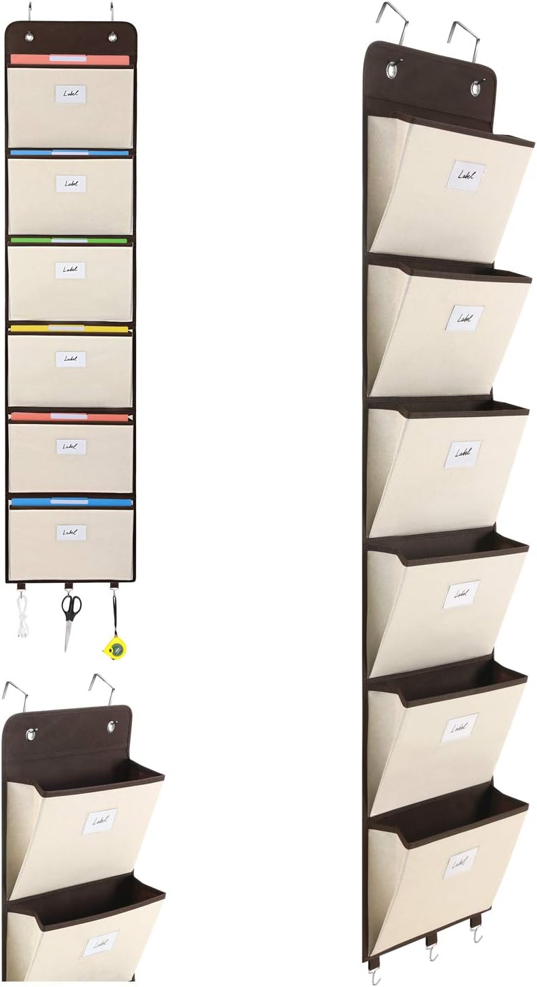 Amazon Magicfly ウォールポケット 壁掛け収納式 6段 ドアハンガーポケット 新聞紙 雑誌 ノートブック 書類 漫画などの収納に最適 ベージュ ウォールポケット オンライン通販