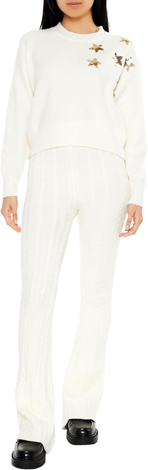 Forever 21 Women's Sequin Star Drop-Sleeve Sweater