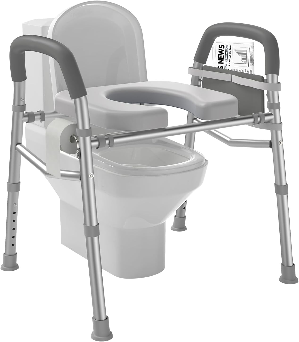 Delog Raised Toilet Seat with Handles, Heavy Duty 350lb Medical Safety Frame, Bathroom Assist Toilet Seat Raiser for Seniors, Handicap, Disabled Stand Alone (Toilet Seat)