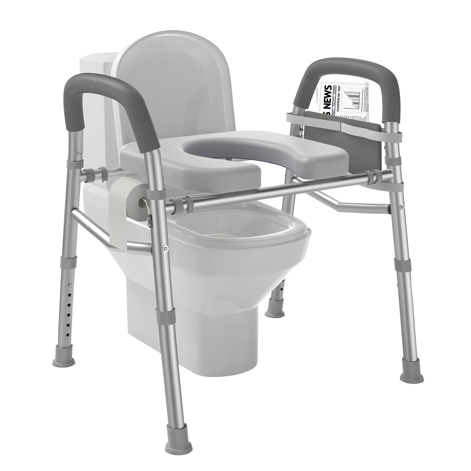 Delog Raised Toilet Seat with Handles, Heavy Duty 350lb Medical Safety Frame, Bathroom Assist Toilet Seat Raiser for Seniors, Handicap, Disabled Stand Alone (Toilet Seat)