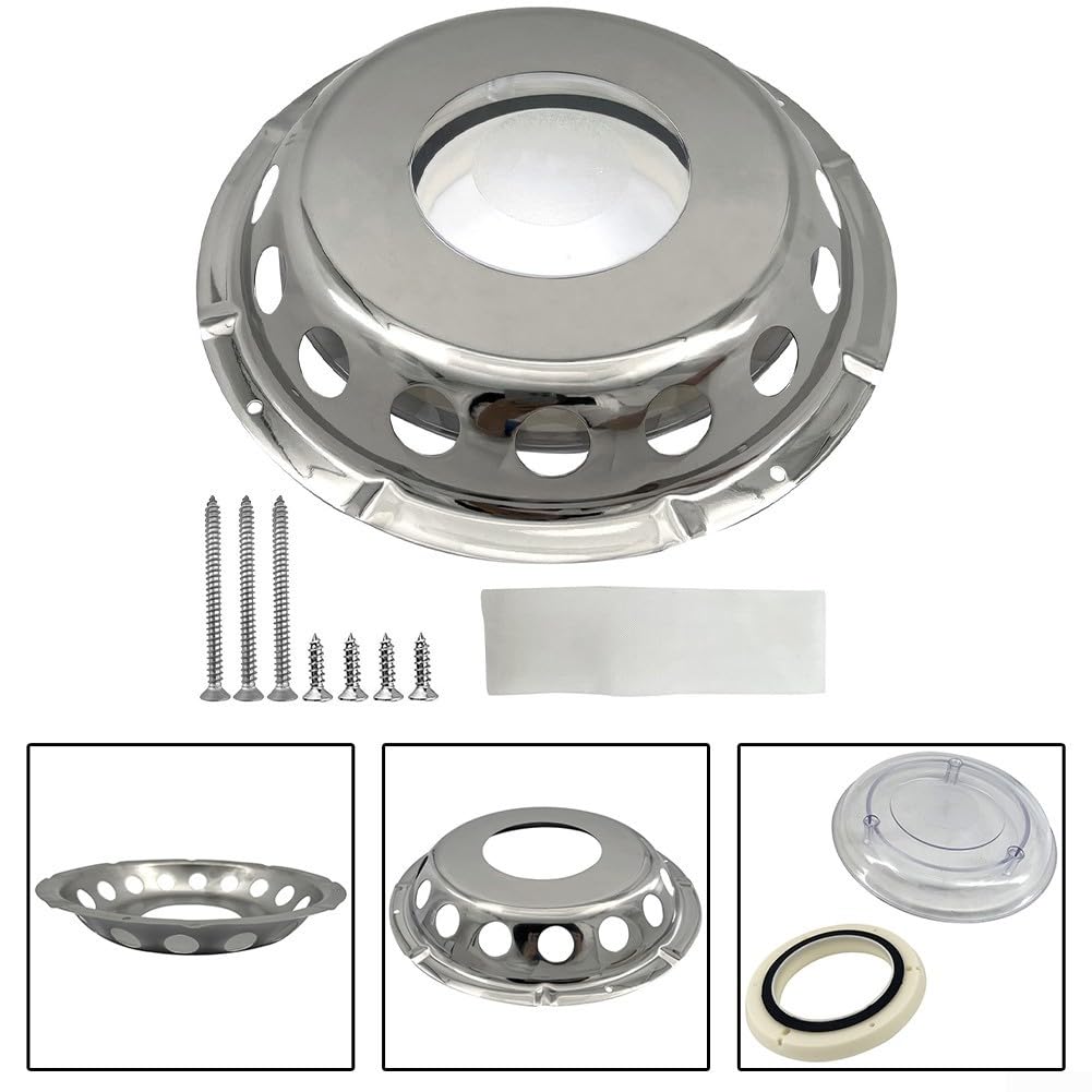 Prese d'aria rotonde da 22,9 cm, in acciaio inox, per prese d'aria marine, griglia A-ir V-ent, copertura per griglia di ventilazione, fori in rete, prese d'aria per camper, barche, roulotte