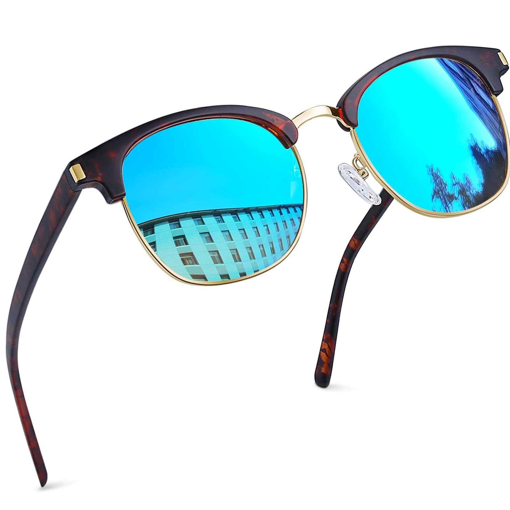 Joopin Polarizadas Gafas de Sol Hombre y Mujer Medio Marco Cuadradas Clásicas Retro Vintage Protección UV400 para Conducción Playa Pesca Golf