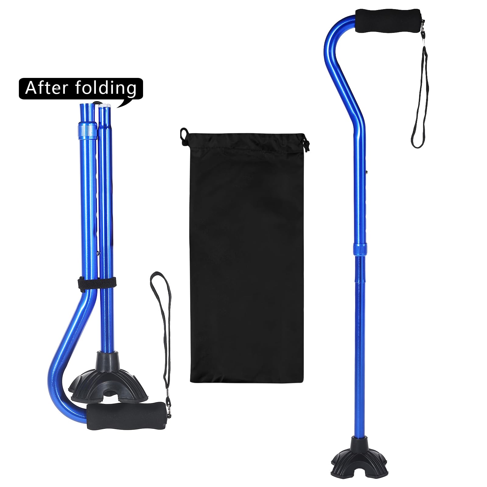 bastón para caminar YOKABOZE bastón plegable bastones ajustables y palo de aluminio ligero para hombres / mujeres bastón de ayuda para movilidad de equilibrio (negro)