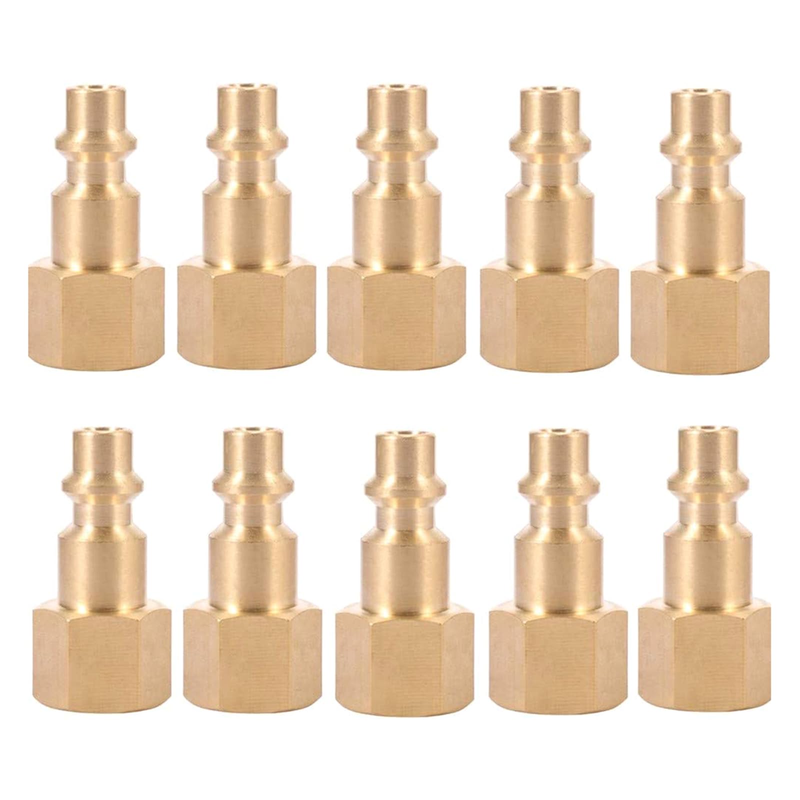 10 Pcs 1 / 4inch NPT Brass Female Air Hose Quick-Connect Adapter Air Tool Compressor Fitting Female Brass Plug Connector Compressor Fitting Couplers