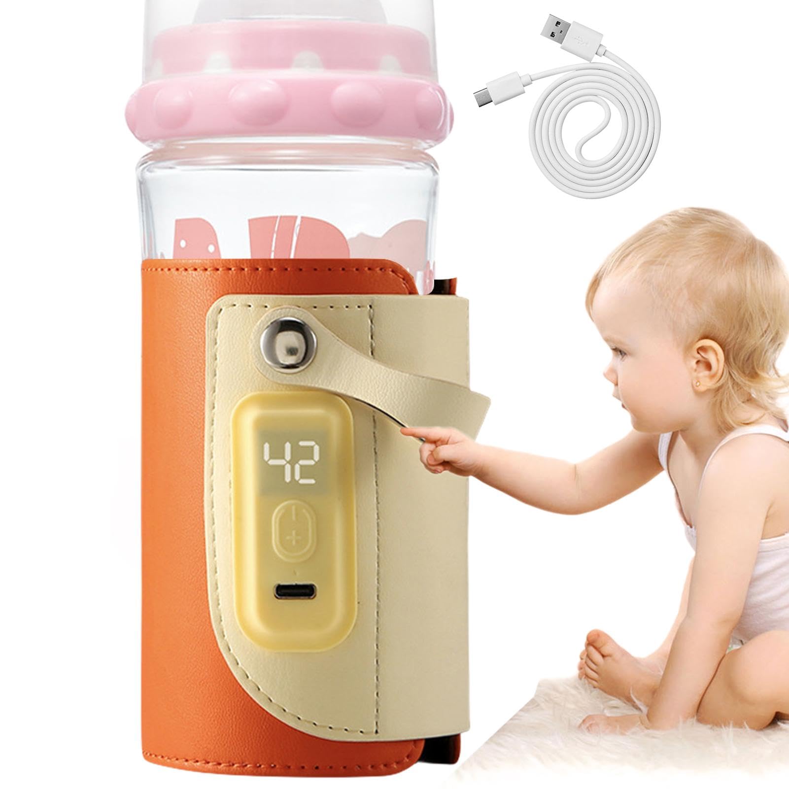 Chauffe-biberon sans fil en microfibre, rechargeable, résistant à l'usure, réglable pour, maison