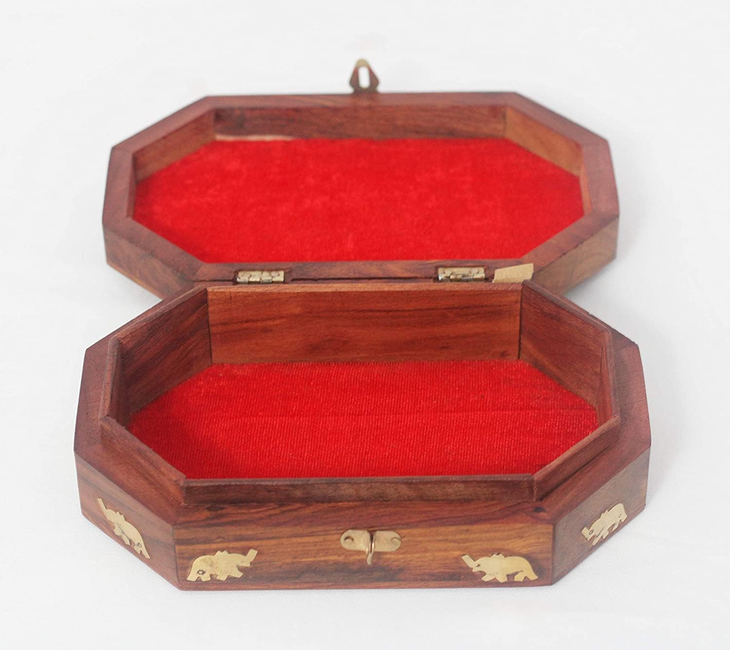 Fine Art Wooden Jewellery Box for Women Jewel Organizer Hand Carved Carving and Brass work Gift Items // 10 x 6 Inches // FAS49