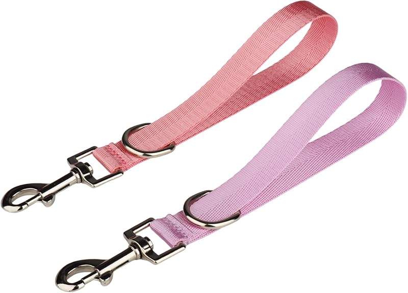 Guia curta para adestramento de cães com alça de controle FURSDOLY, nylon, Lavender e Light Pink, pacote com 2