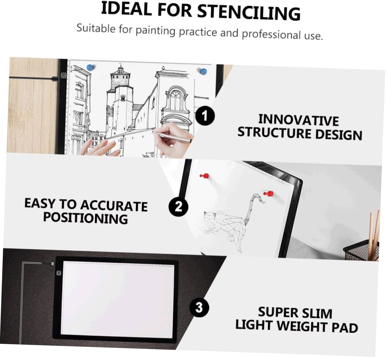 Veemoon Led Drawing Board Tracing Light Box with 3 Brightness Levels USB Cable Included Perfect for and Artists