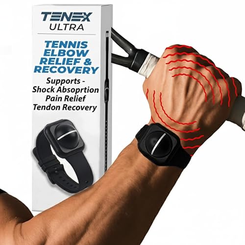 TENEX ULTRA - Codera de tenis para hombres y mujeres, correa de alivio de codo y tendinitis, sin compresión, resistente al agua, amortiguador para