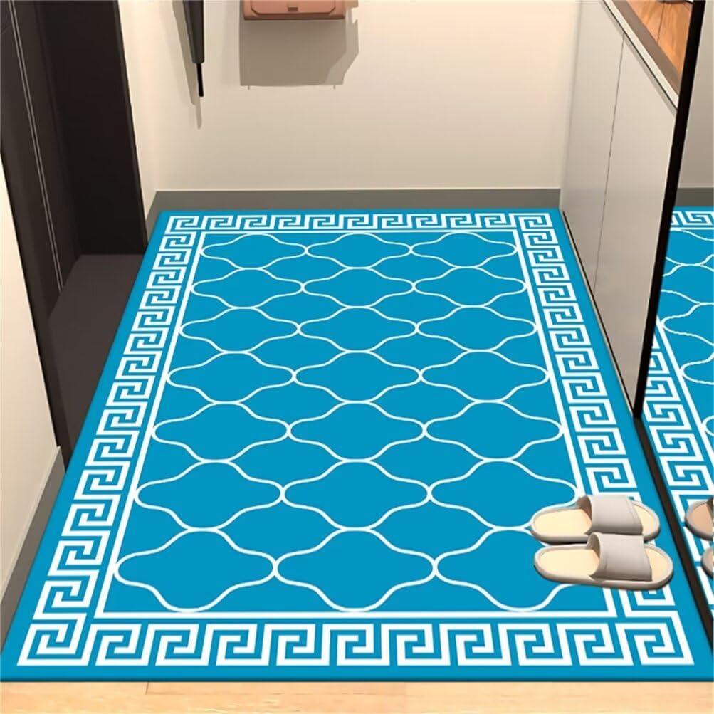 Tapis universel lavable bleu 200x250cm géométrique moderne