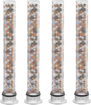 YEAUPE Shower Filter Replacement Cartridges - Pack of 4 Universal Filters for Hand Shower, Removes Chlorine & Limescale, Water Filter for Shower, Gentle on Skin & Hair