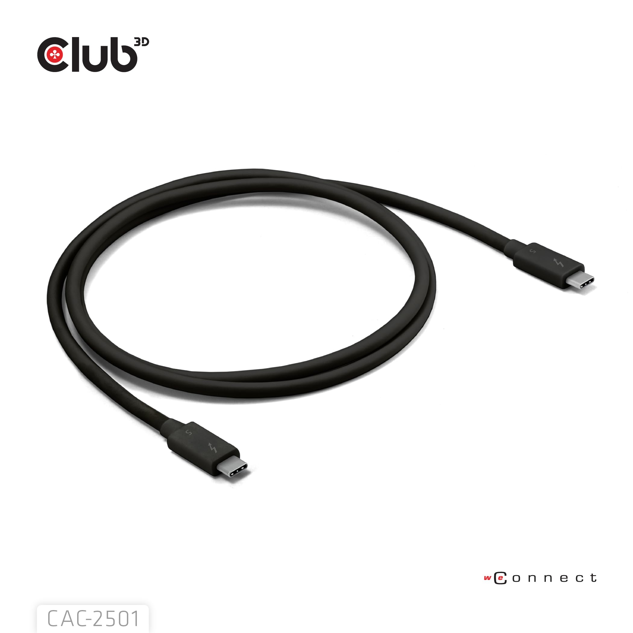 Club 3D CAC-2501 Thunderbolt™ 5 certyfikowany 8K240Hz dane 80/120 Gb/s EPR 240 W kabel M/M 1 m