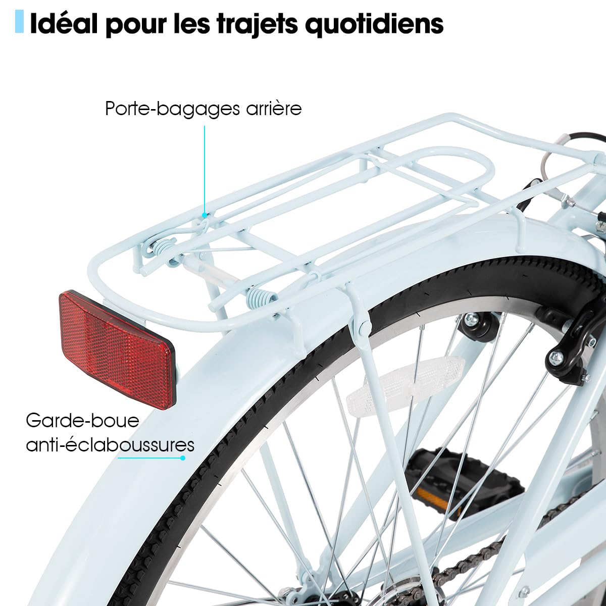 Hiland Beach Cruiser Bike 26 pouces pour hommes et femmes, cadre step-Through Vélo de ville pour adultes avec porte-bagages et panier, pour homme et femme, 7 vitesses