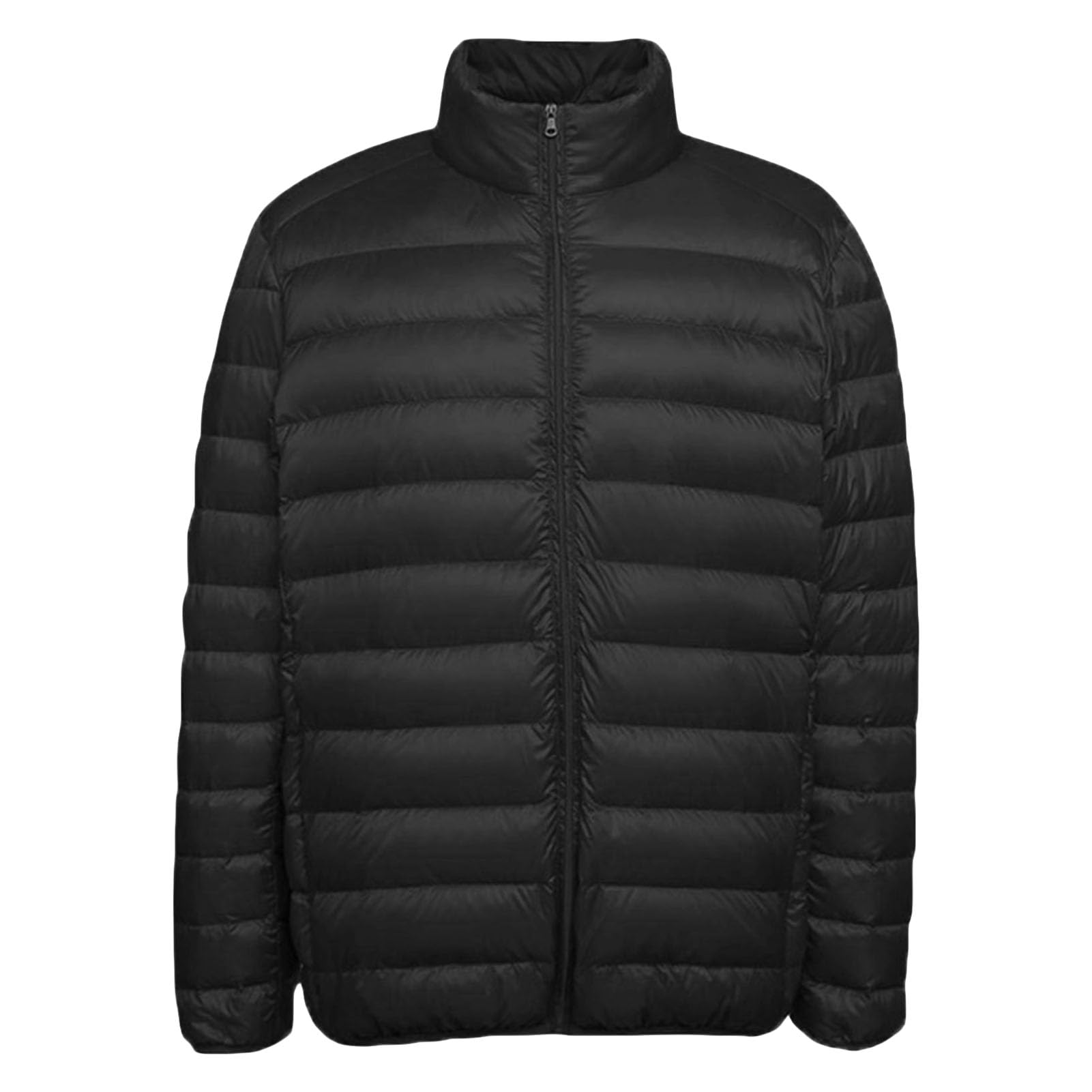Puffer Jacket for Men Cropped Quilted Coat Stand Collar Zip