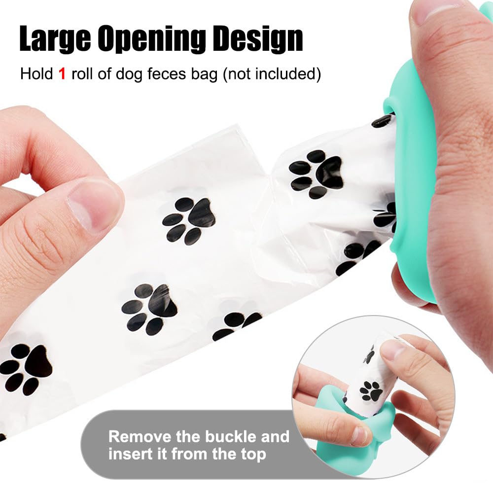 Dog Poop Bag Holder,2 PCS Silicone Pet Waste Bag Dispenser with Metal Hook Fits Any Leash for Pet Dog(not included dog poop bags) - Image 2