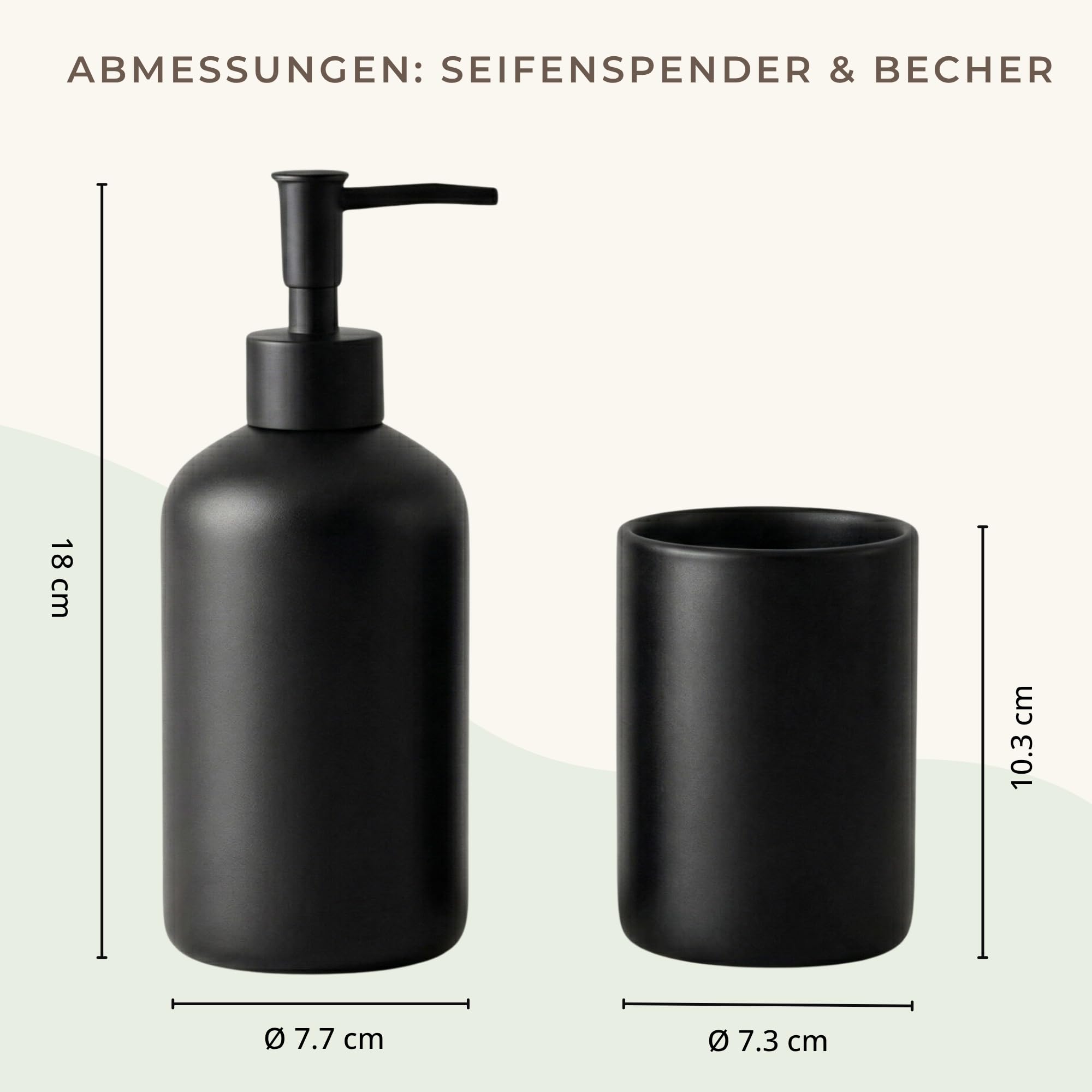 Juego de baño de 5 piezas en negro, cerámica, dispensador de jabón, jabonera, taza para cepillos de dientes, cepillo de dientes, negro mate, juego de accesorios de baño, organizador