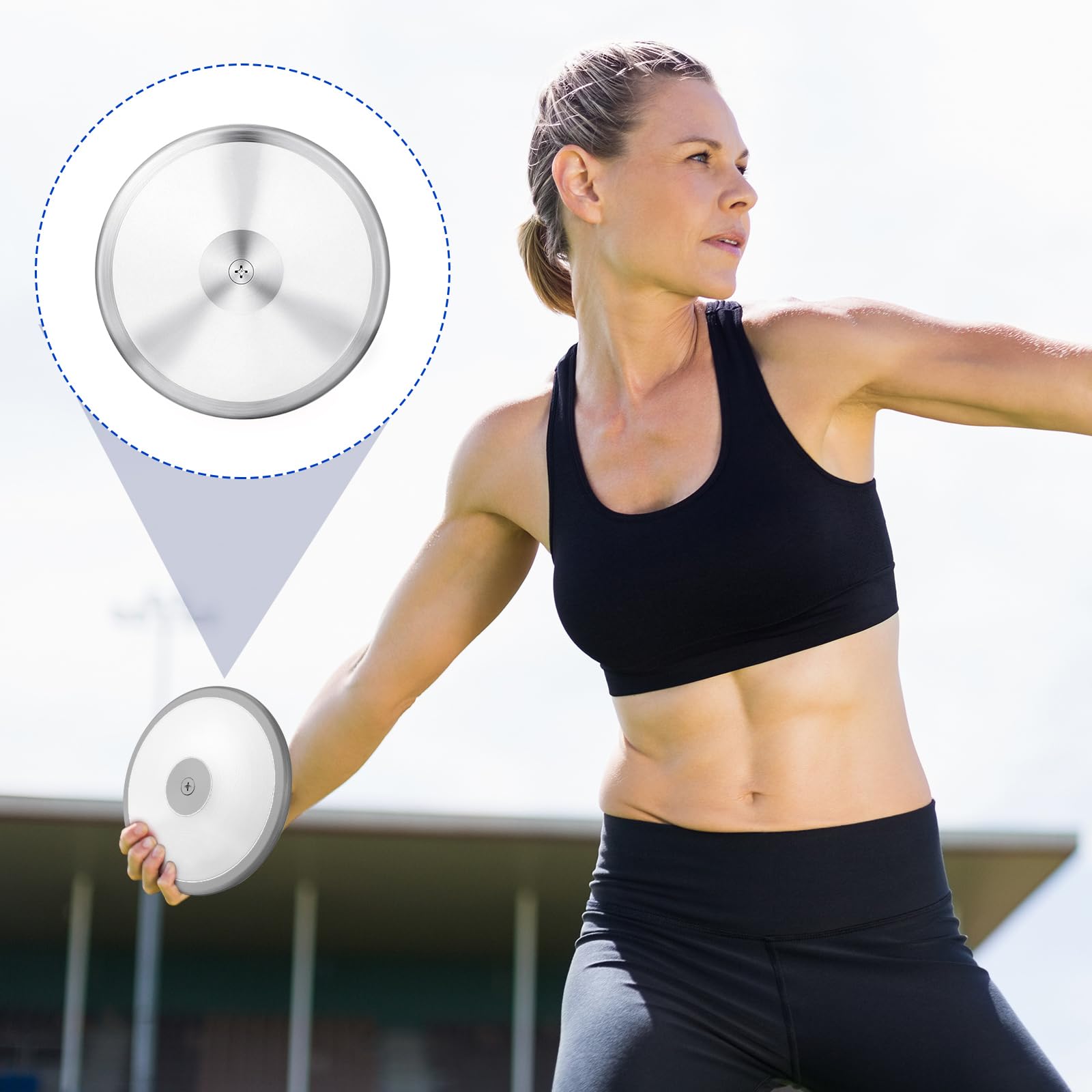 Wettarn 2pcs 1 kg Discus, Man Women Discus Track and Field Discuses Track and Field Equipment (White)