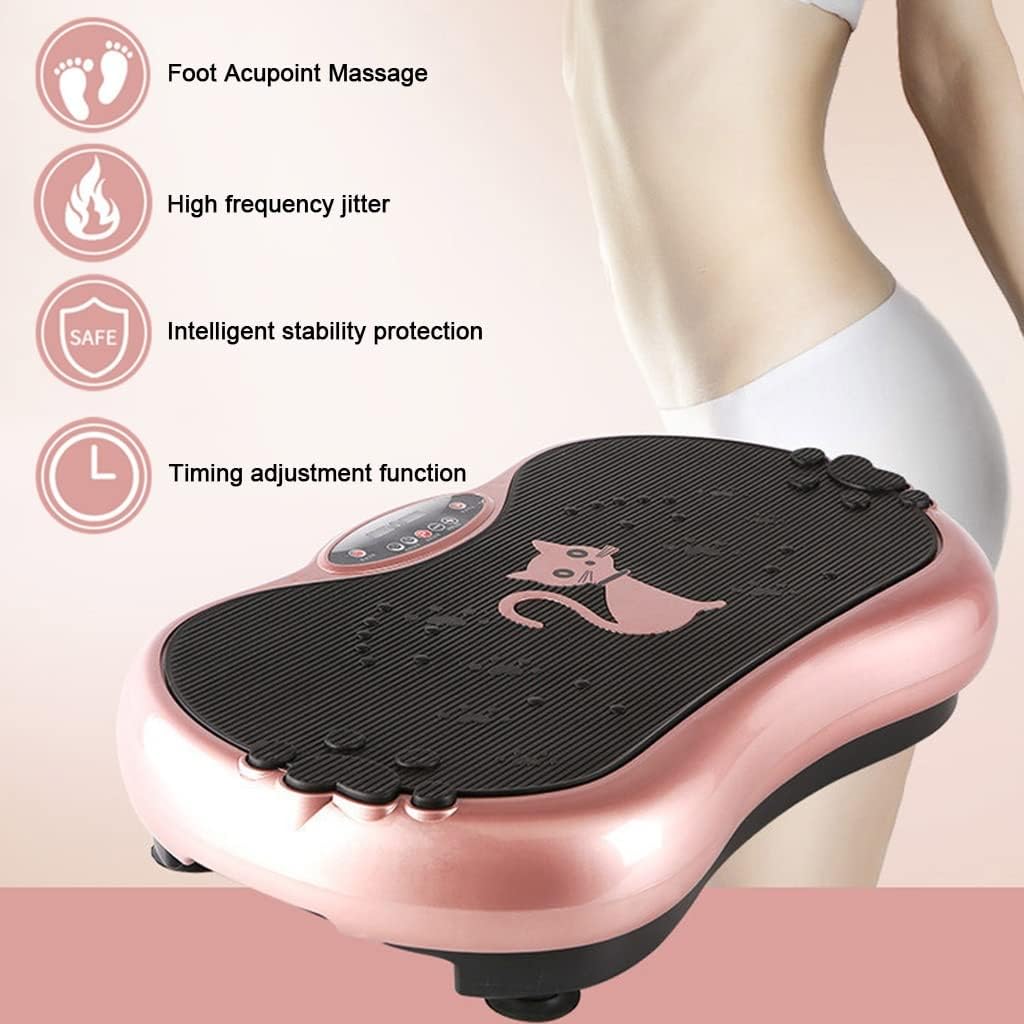 Vibration Plate Exercise Machine - Whole Body Workout Vibration Fitness Platform w/Loop Bands - for Lymphatic Drainage Machine for Shaping, Wellness