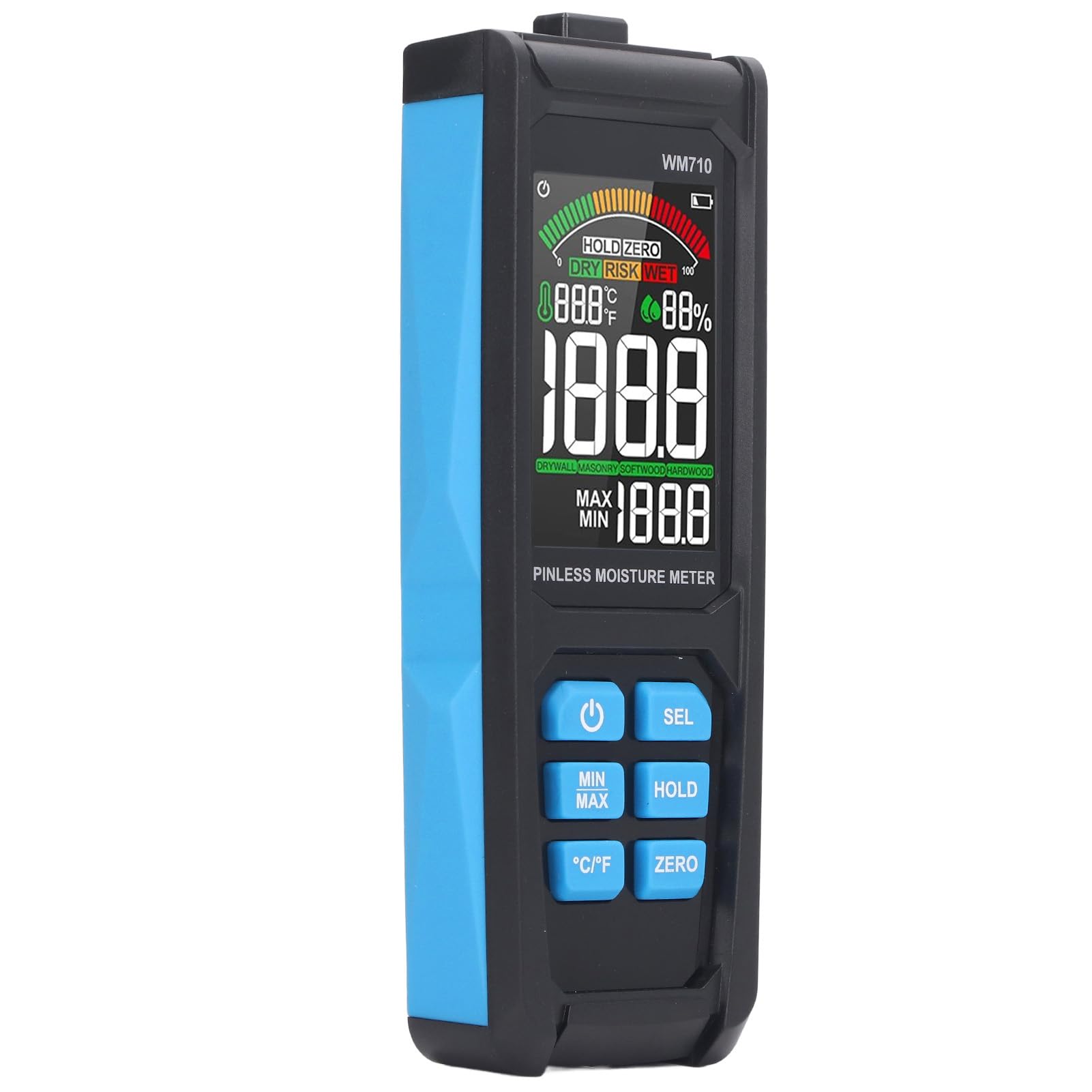 Alomejor Digital Moisture Meter, Rapid Wall Testing Device | Chip di elaborazione ad alte prestazioni, analisi del contenuto di umidità, adatto a vari materiali, design compatto