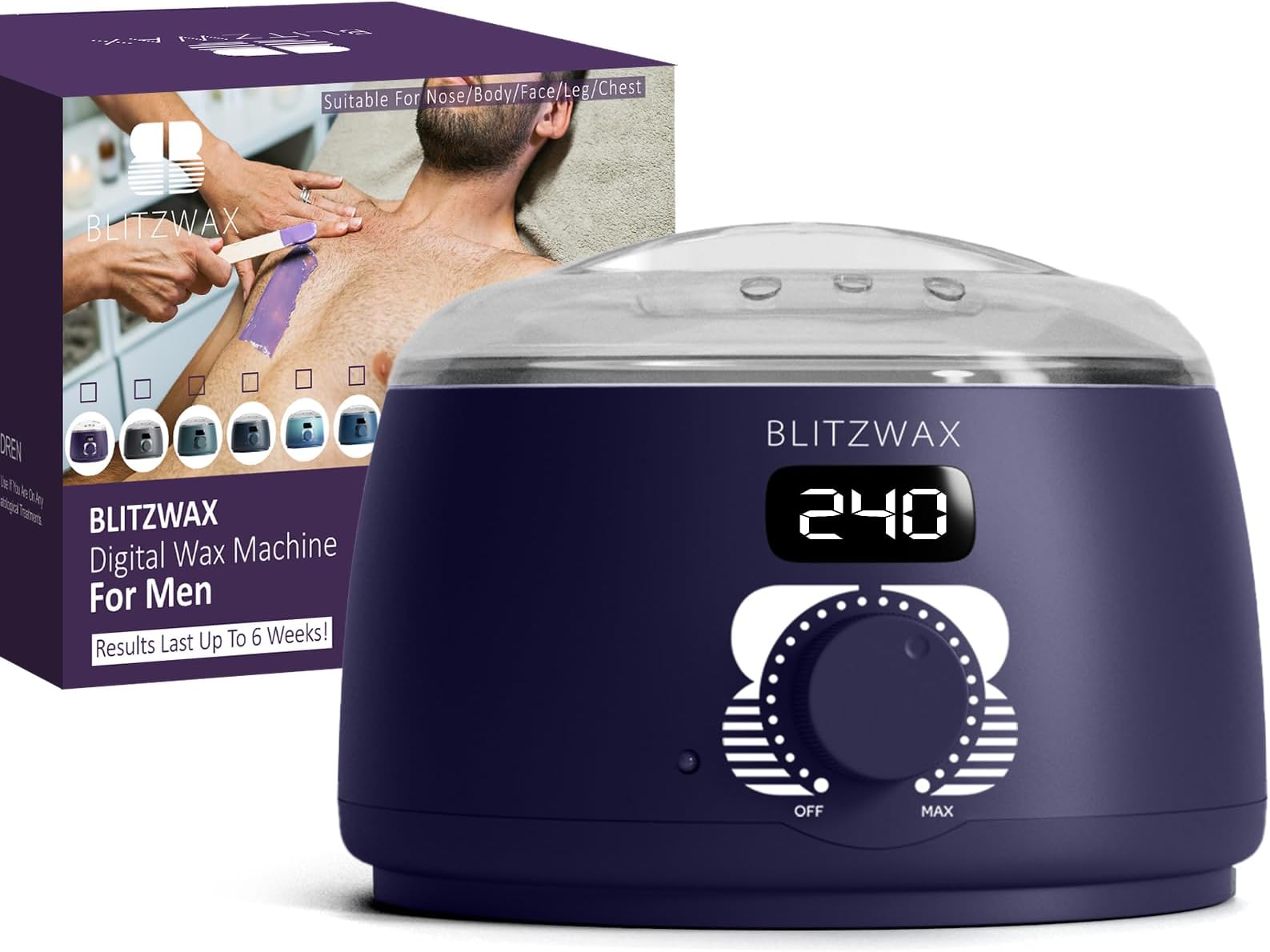 BLITZWAX Single Waxing Pot, Hard Wax Warmer for Face, Legs, Bikini, Brazilian and Body, for 16 oz, At Home Hair Removal Kit, for Men, Beginner Friendly, Quick Heating, Precise Temperature Control
