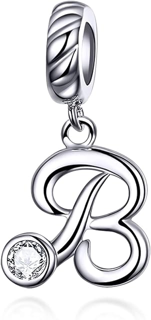 LaMenars Alphabet Letter Initial Dangle Charms 925 Sterling Silver Fits European Charm Bracelets & Necklaces