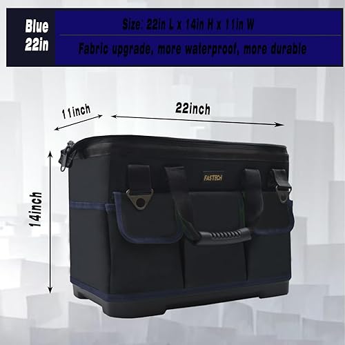 Miniatura 2 de Bolsa de herramientas de 22 pulgadas, kit de herramientas de boca ancha impermeable, organizador de bolsa de herramientas resistente con correas