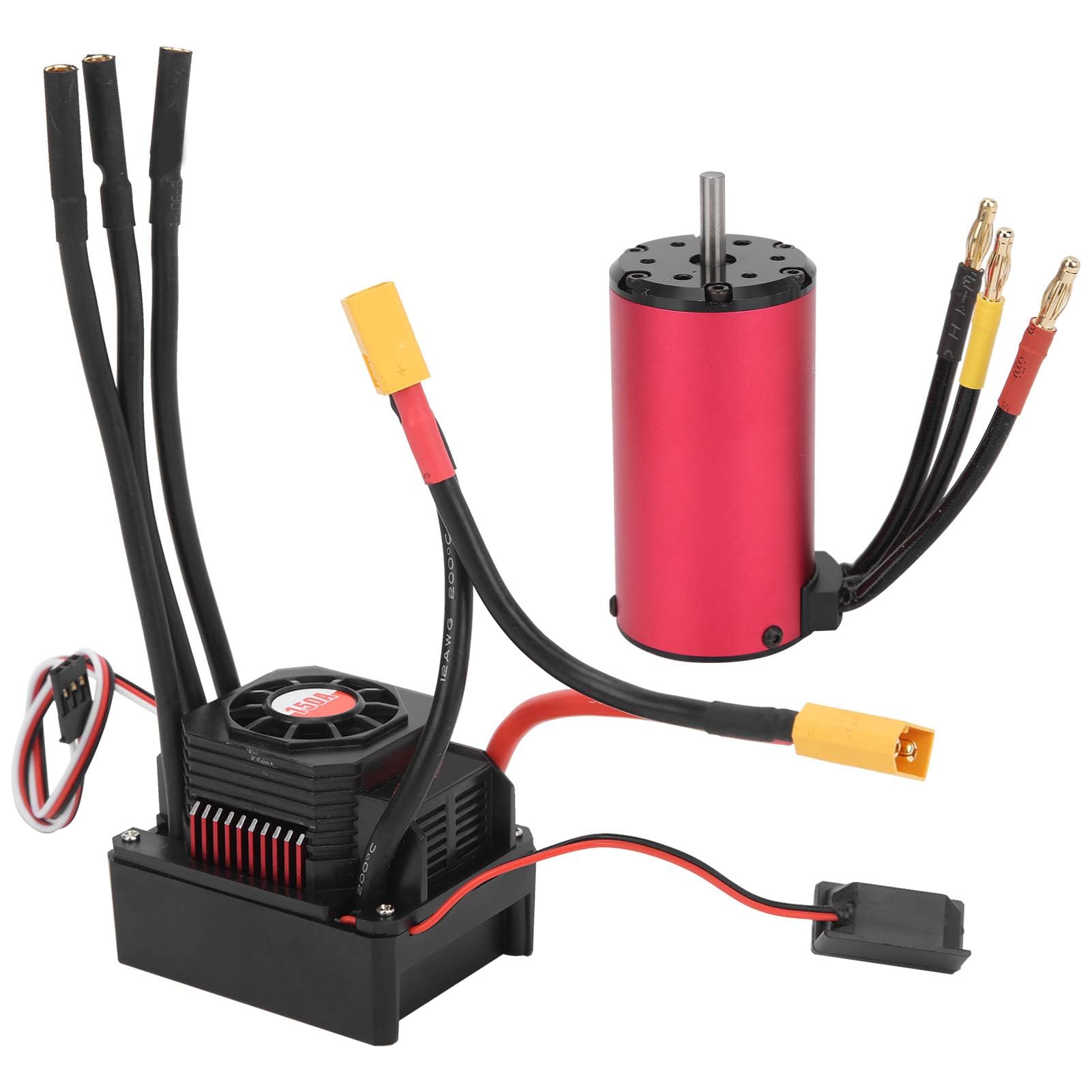RiToEasysports 2000KV + 150A RC Car Motor sin escobillas con ESC XT60 Connector RC Car Upgrade Accesorio para 1/8 RC Car
