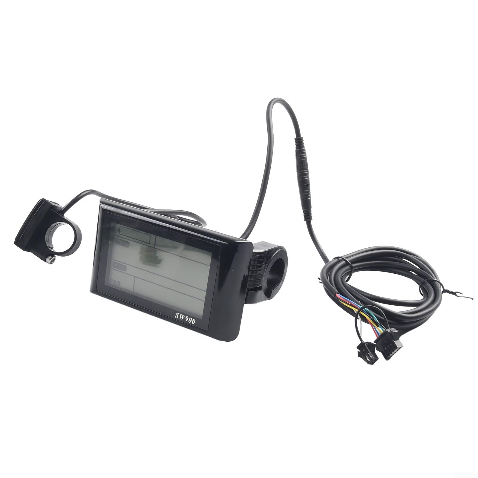 SW900 LCD Display for Electric Bicycle, 24V/36V/48V E-Bike Speedometer with UART Protocol, Waterproof Control Panel Meter for Scooter, Black, 180cm Cable