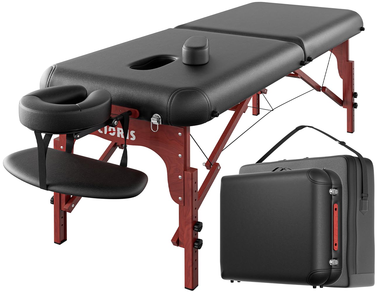 CLORIS 84" Professional Massage Table Portable 2 Folding Lightweight Facial Salon Spa Tattoo Bed Height Adjustable with Carrying Bag & Wooden Leg Hold