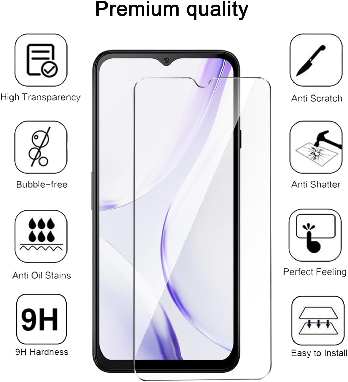 KJYF [1 Pezzi] Vetro Temperato per Cubot Note 50 (6.56