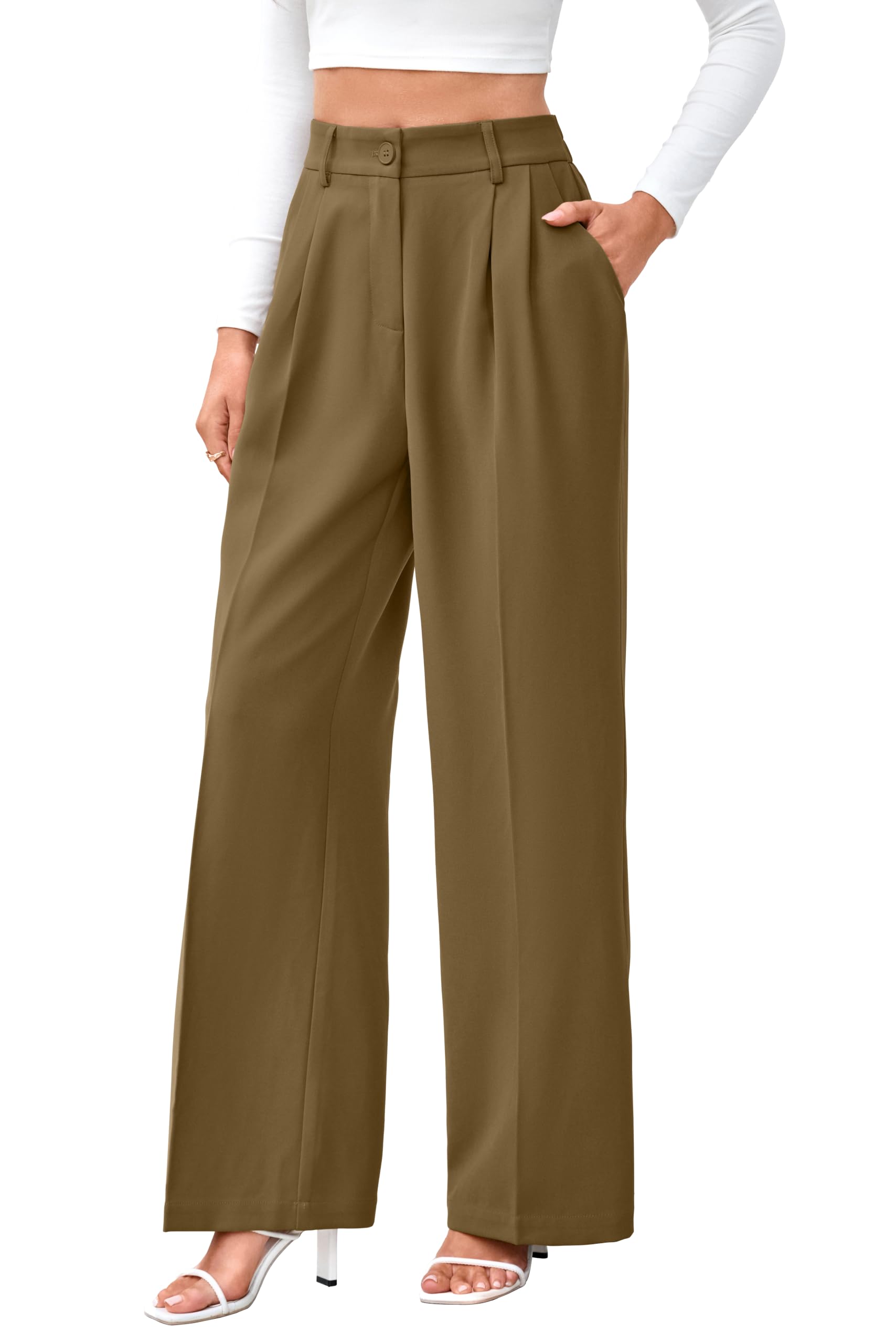 FUNYYZO Wide Leg Dress Pants for Women Work Slacks Business Casual Outfits