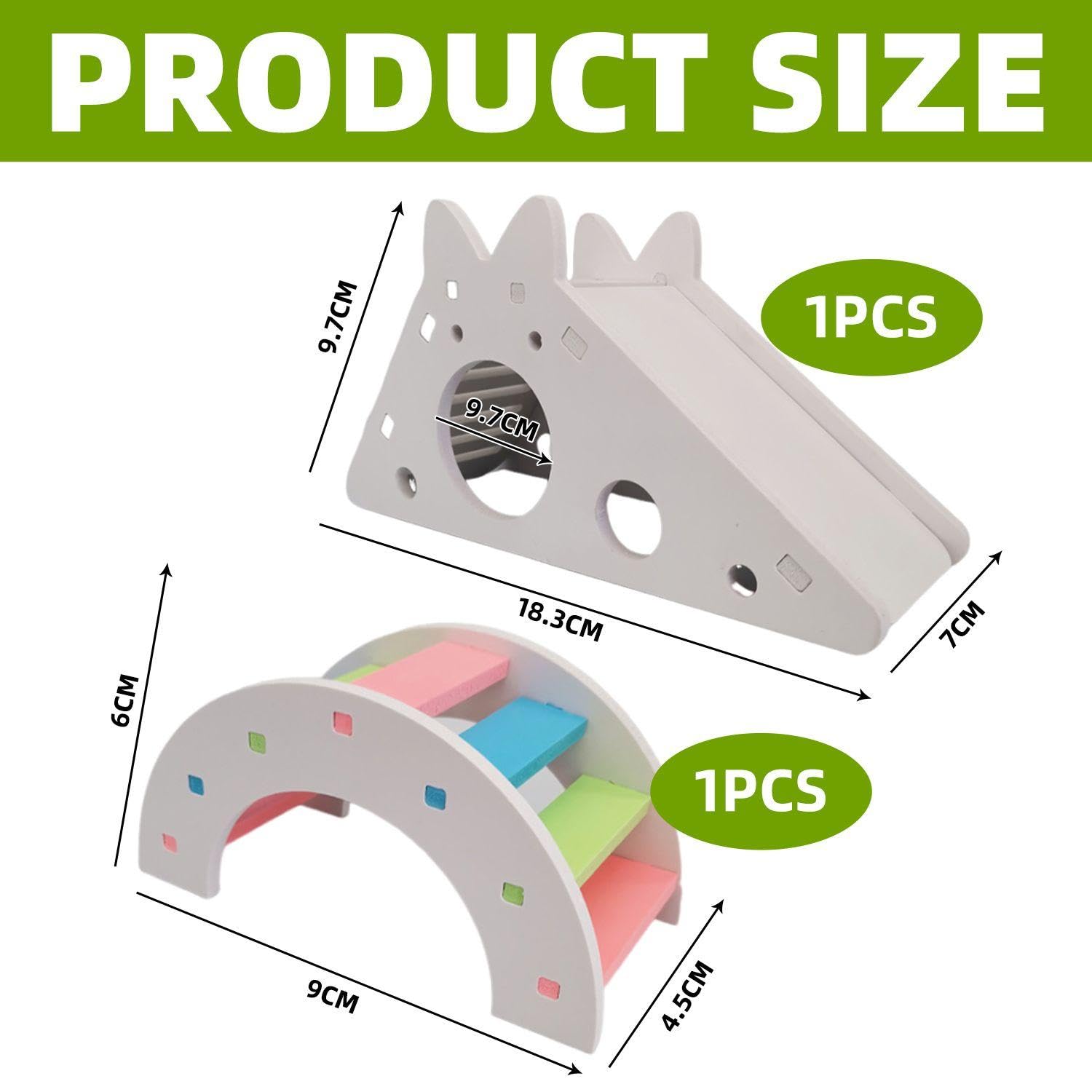 EOWVISN Slide House and Colorful Arch Bridge: Hamster Activity Accessories, White - Image 2