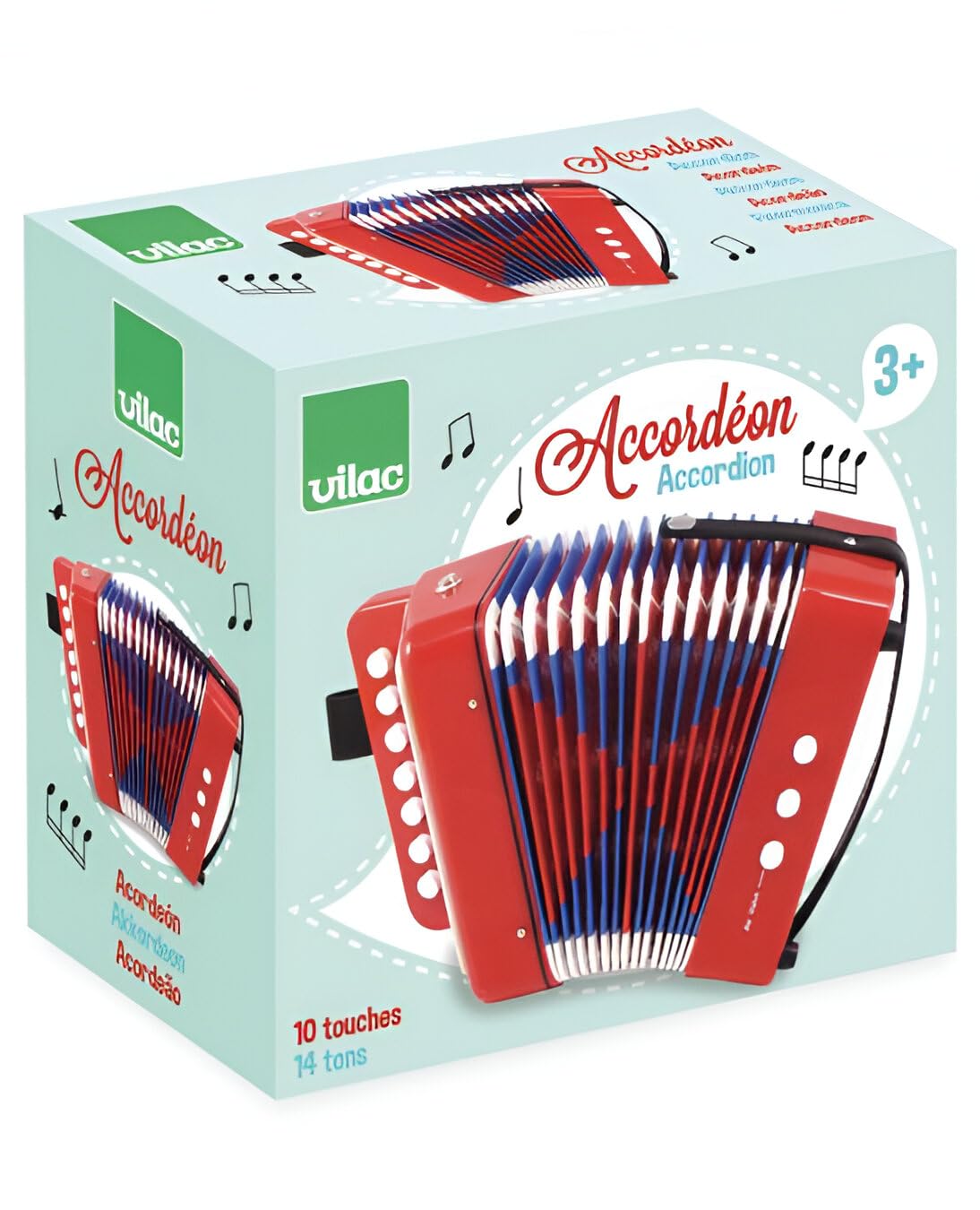 Acordeón 10 Teclas Instrumento Musical de Madera para Niños desde 3 Años
