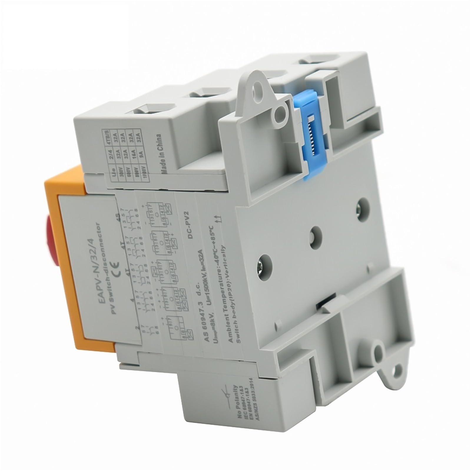 Su guida Din solare fotovoltaico DC 4P 32A 1000V maniglia rotante isolatore sezionatore rotativo for scatola di distribuzione solare 1 pz(EAPV-N324-W)