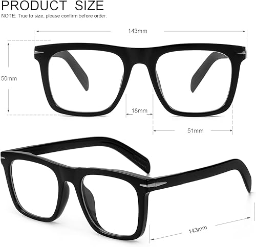 Miniatura 6 de JOVAKIT Gafas de montura cuadrada para mujeres y hombres, lentes transparentes sin receta, lentes de luz azul