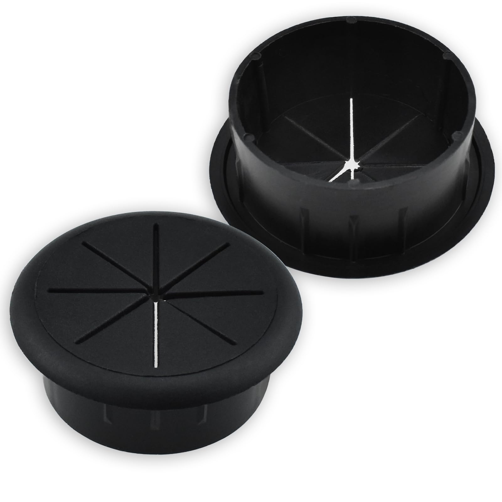 2Pcs Flexible Desk Grommet, HONSNkS 2 Inch Cable Cord Hole Plug Wire Hole Cover for Desktop Equipment Wiring Management and Protection (Black)