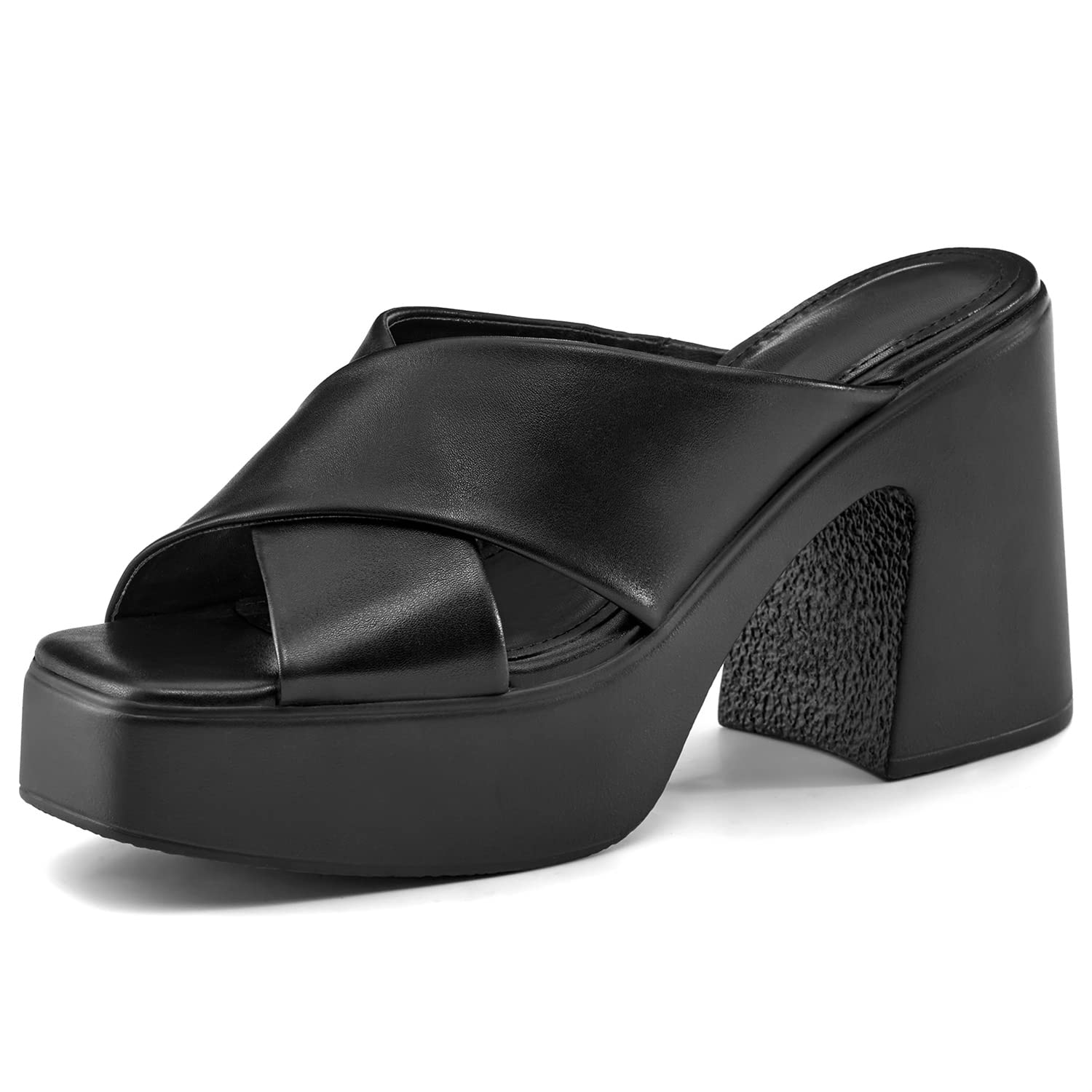 Juliet Holy Womens Slides Sandals Square Open Toe Crisscross Strap