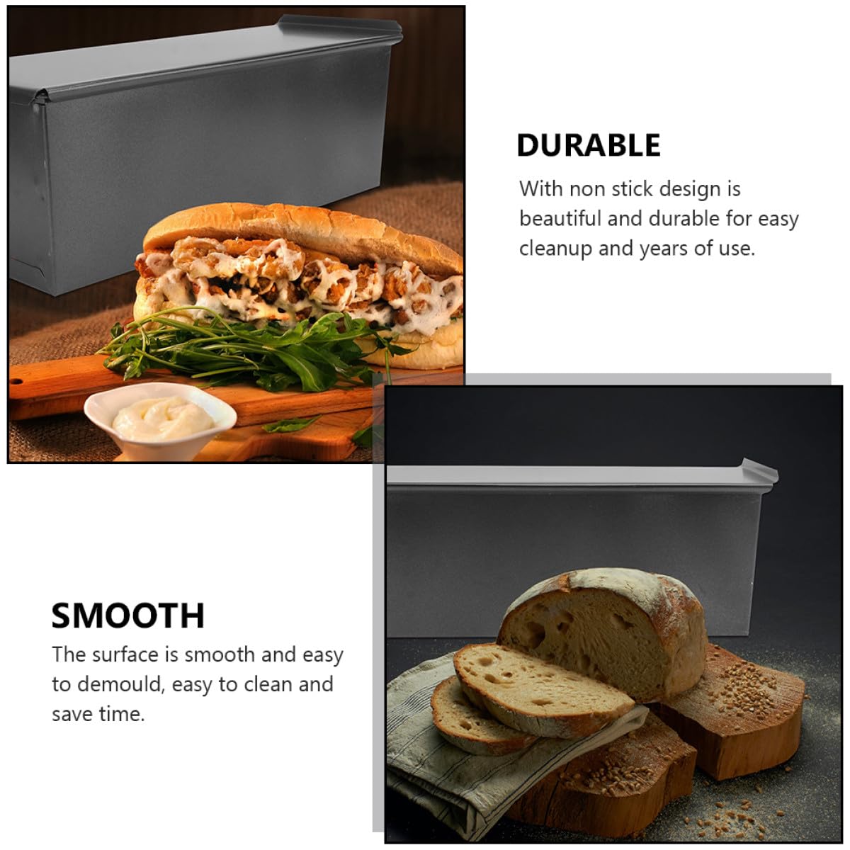 ifundom Stampo per Toast Antiaderente in Ferro Coperchio, Scatola per Toast da 900g, Teglia da Forno per Pane e Dolci Fatta in Casa, Utensile Cucina per Preparazione Pane e Dessert
