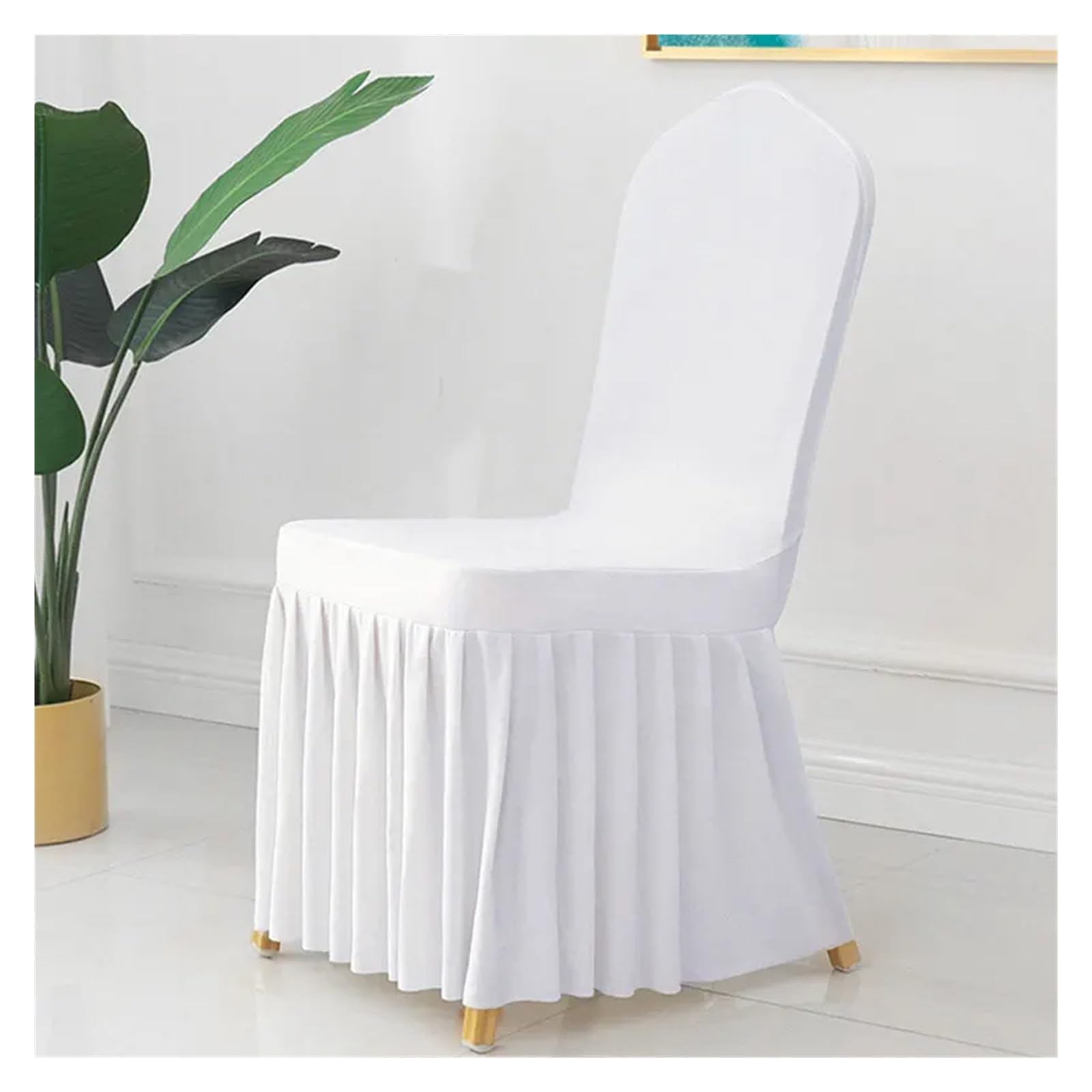 Hussen für Stühle 50/100 Stück Plissee-Rock-Stuhlhussen Spandex Party Hochzeiten Bankett Polyester Stuhlhusse Hotel Home Decor Hochzeit Stuhlhussen(Beige White,50Pcs)