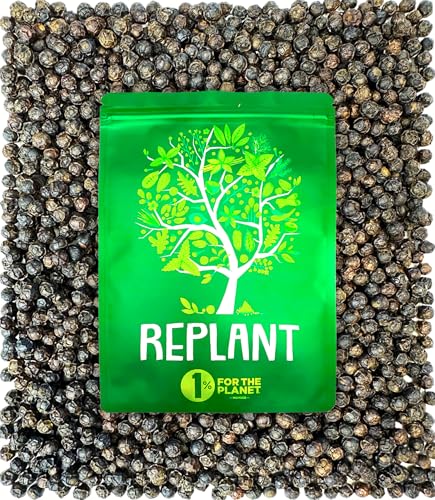 REPLANT - Poivre Noir de Kampot 80g - Grand Cru IGP de Kampot 2025 - Poivre en Grains Entiers pour Moulin à Poivre - Sachet Recharge Moulin FreshZIP