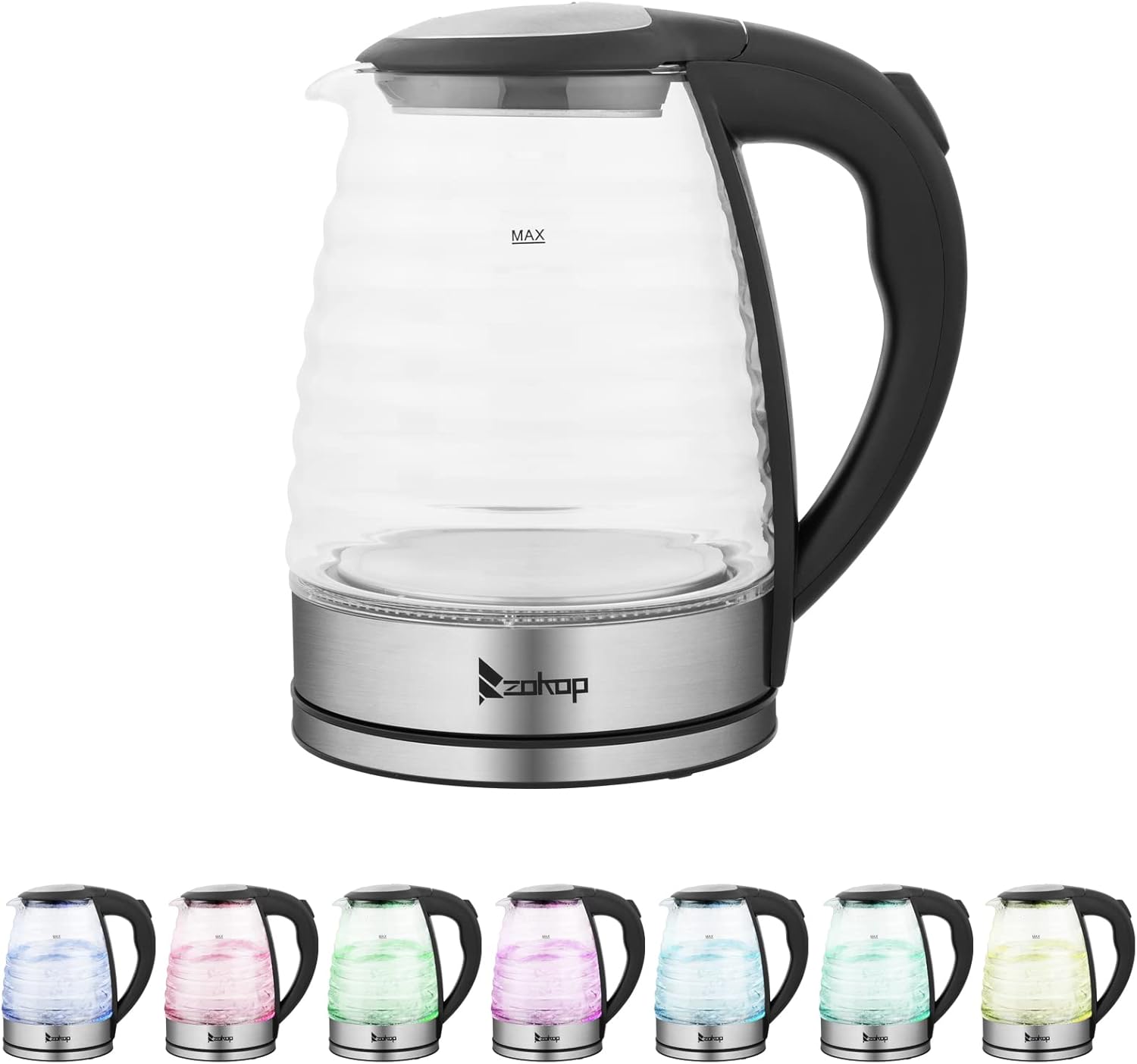 Ochine Electric Kettle Stainless Steel Tea Kettle Coffee Kettle Cordless Hot Water Boiler Heater 1500W Fast Boil with Led Light, Auto Shut-Off and Boil-Dry Protection (Ship from USA)