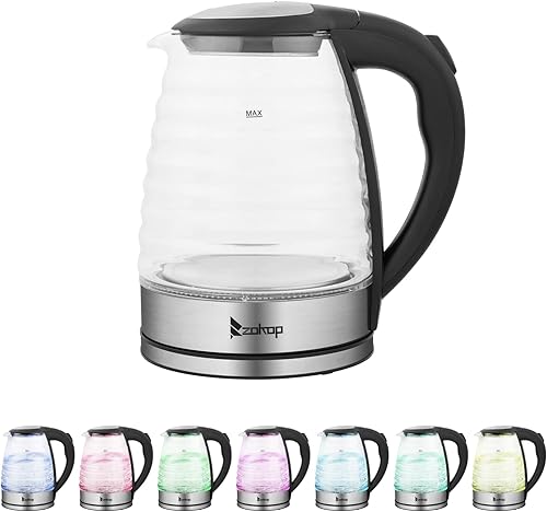 Ochine Hervidor eléctrico de acero inoxidable hervidor de agua caliente inalámbrico calentador de agua caliente 1500 W de ebullición rápida con luz