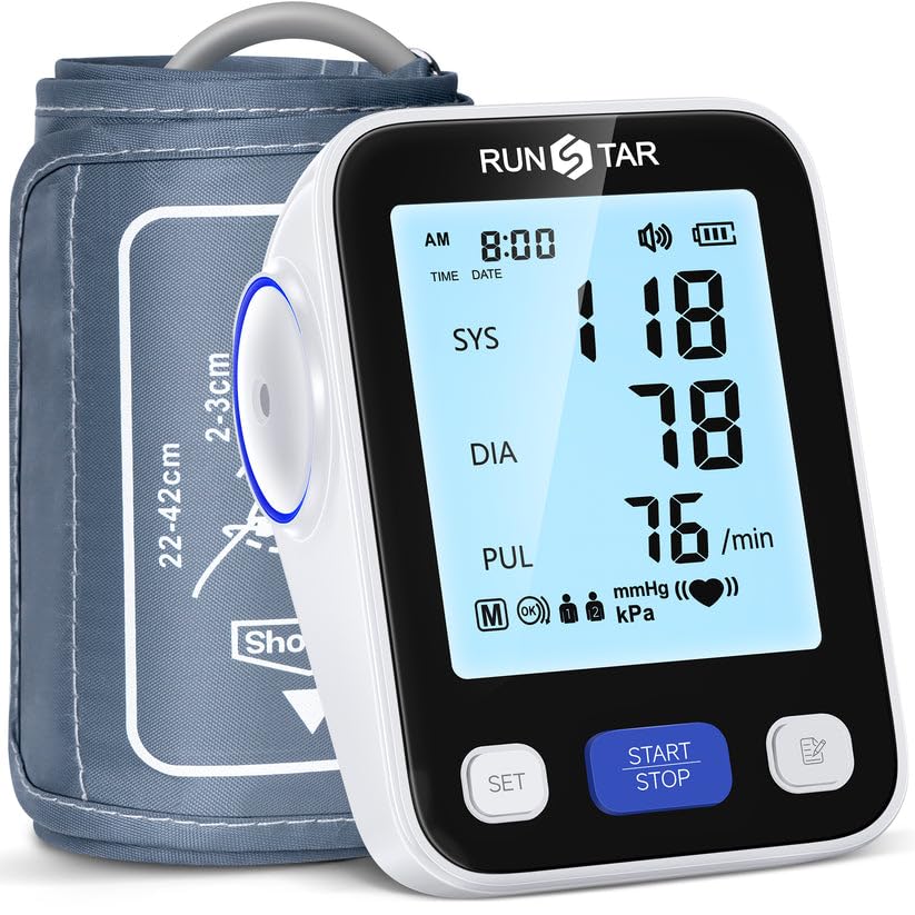 RunStar Upper Arm Blood Pressure Monitor with Wide Range Cuff (8....